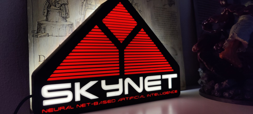 terminatore skynet logo lightbox by kf disegni domestico arredamento guidato scatola 3d print model - Mito3D