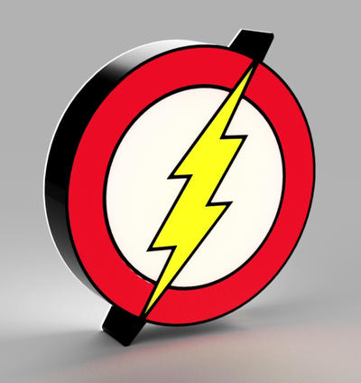 instantâneo conduziu luminária by beeee 3d arte sinais logotipos flash barry wally dc dcu quadrinho história quadrinhos filme super heroi velozes rápido lâmpada led luz caixa 3d print model - Mito3D