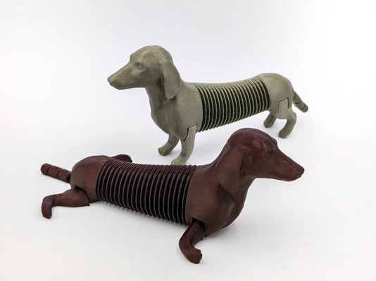 flexi dachshund dog articulated body print in place remixed ams by maker1o1 toys & games characters animal gecko toy puppy accessories cat flexible cute multicolor 3d print model - Mito3D