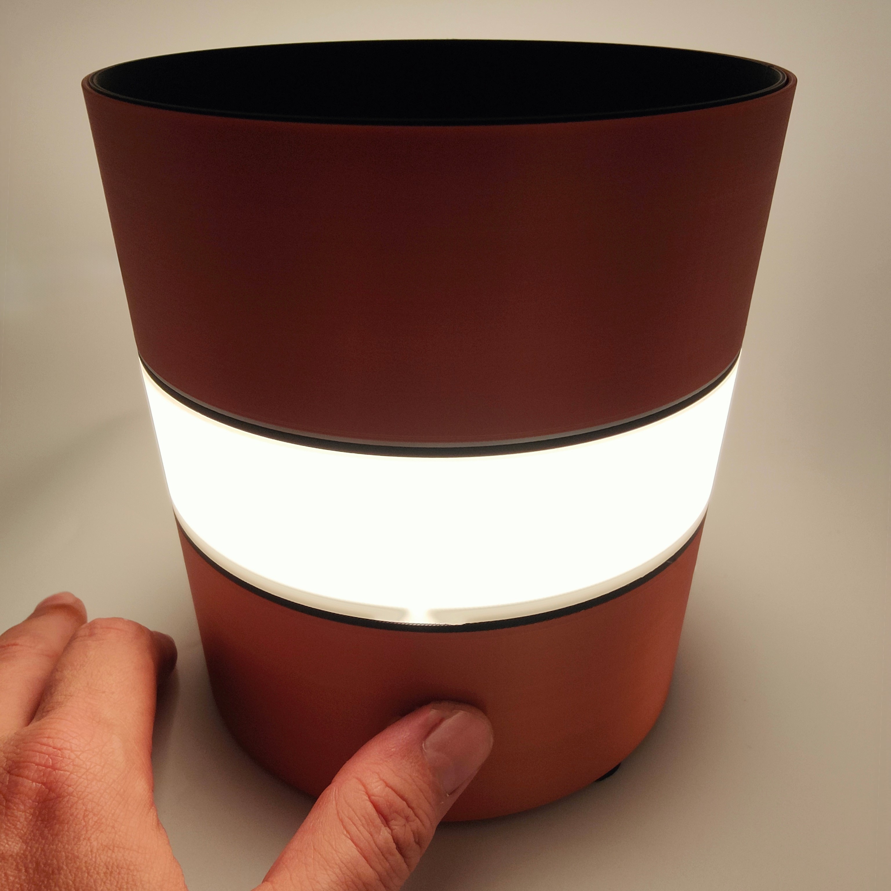 lumina 1 tocar conduziu luminária brilha in sombrio plantar panela by sparks3d casa decoração vaso luz led brilho escuridão lâmpada 3D print model - Mito3D