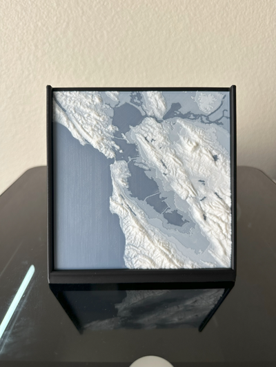 topographical map - bay area by vertex art models topography topo contour terrain mountains earth land geography san francisco oakland jose california wall desk decoration mulit color multi print printing 3d print model - Mito3D