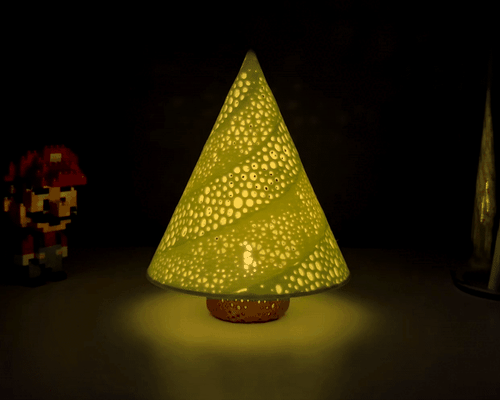 minuscule arbre lampe by nukddd ménage décor noël ornement bougie chauffe plat voronoi décoration soie lanterne led lueur thé lumière 3d print model - Mito3D