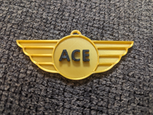wings an ace by m of wi art models flight badge tag keychain 3d print model - Mito3D