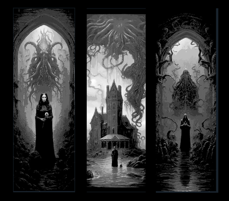 gothic horror bookmarks set of 3 - cthulho lovecraftian designs by mclanesmemories art 2d bookmark mark book holder dark lovecraft cthulhu hueforge 3d print model - Mito3D