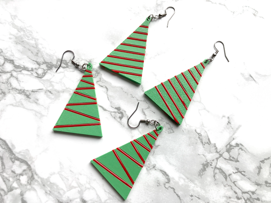 christmas tree filament earrings - 2 styles by penolopybulnick fashion holiday jewelry tinkercad instructables christmastree 3d print model - Mito3D
