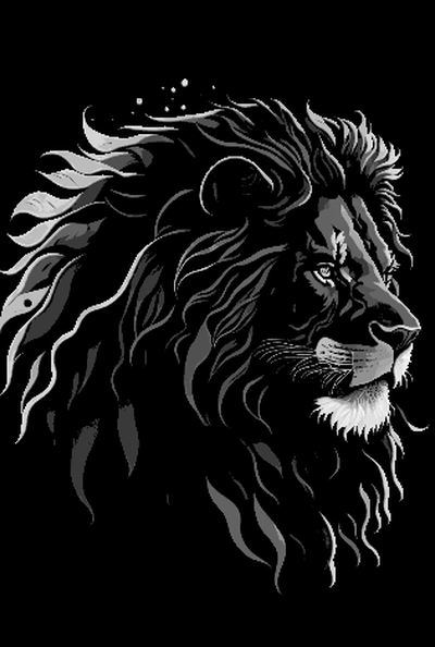 majestic lion in profile art piece - hueforge by mclanesmemories 2d cat wall desk black 3d print model - Mito3D
