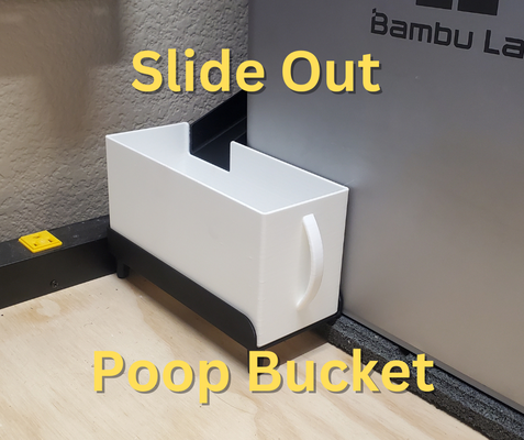 slide out poop bucket by roland deschain 3d printer accessories purge box chute waste trash ams color change pull tray bambu x1c x1e p1p p1s 3d print model - Mito3D