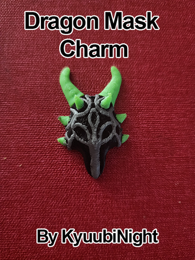 dragon mask charm by kyuubinight fashion models dragonmask jewelery multimaterial pendant 3d print model - Mito3D