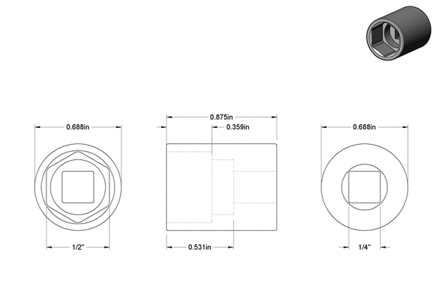 punta husa dividido 6 cuadro mando 1 4 by revoltosso 3d impressora teste modelos 3d print model - Mito3D