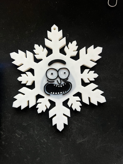 snowflake rick by busaru household festivities morty christmas ornament 3d print model - Mito3D