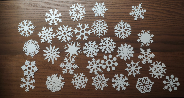34 snowflakes by fish household decor 3d print model - Mito3D