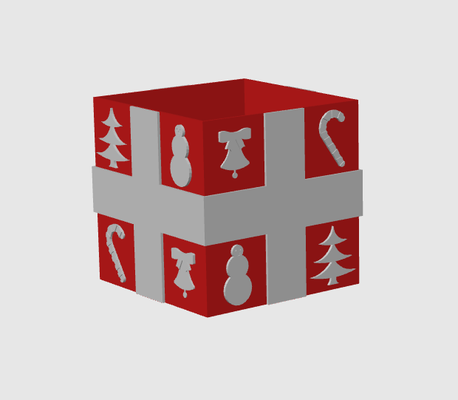 natal presente caixa dual cor by markell casa festividades árvore boneco neve doce bengala sino 3d print model - Mito3D