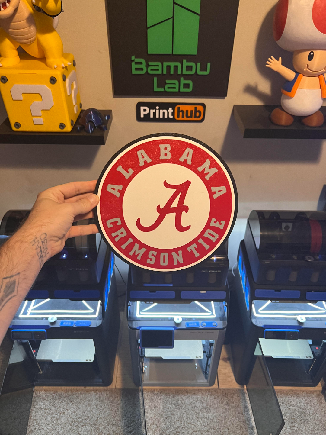 alabama cremisi marea guidato lampada by codyinbody3 arte segni loghi calcio pallacanestro baseball wrestling softball università gli sport luce lightbox 3D print model - Mito3D