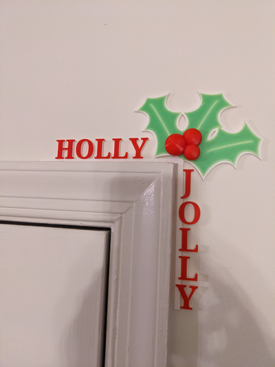 holly jolly door corner by poolshark314 household decor holiday christmas decoration 3d print model - Mito3D