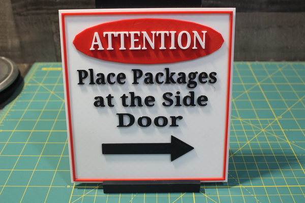 package signs by kaminskijohn art & logos sign packages delivery direction instruction door 3d print model - Mito3D