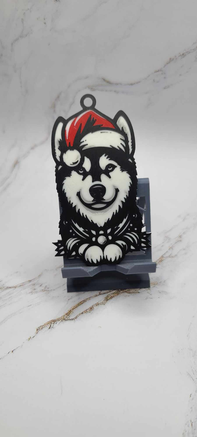 huskyurlaubszauber by abonnieren kunst 2d heiser noel ornament weihnachten urlaub 2023 hund 3D print model - Mito3D