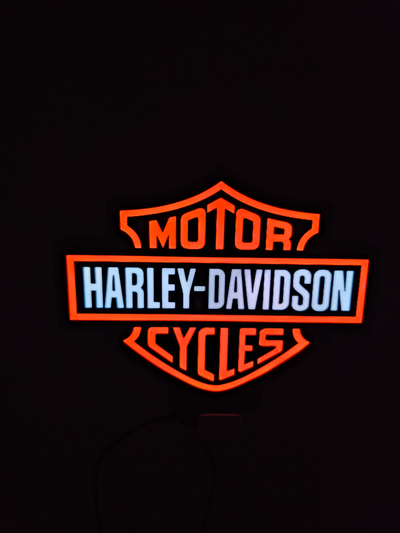 harley davidson ligero caja firmar by l3d arte señales logos ligera logo motociclista motor ciclo led lámpara led almp tablero bar 3d print model - Mito3D