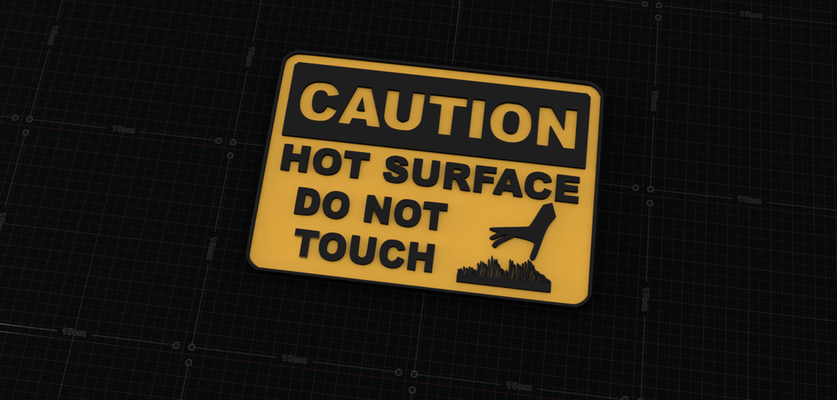 attenzione caldo superficie do toccare cartello by ntalekt arte segni loghi avvertimento thingiverse segnale pericolo avvertenza 3d print model - Mito3D