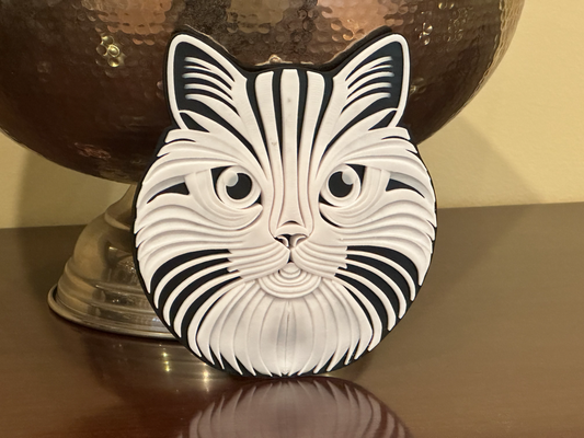 geometric cat face by 3dprintableart art models 3d print model - Mito3D