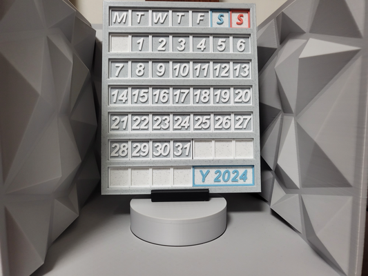 universal monthly calendar by sting3d filament maker household decor month desk day 2024 3d print model - Mito3D