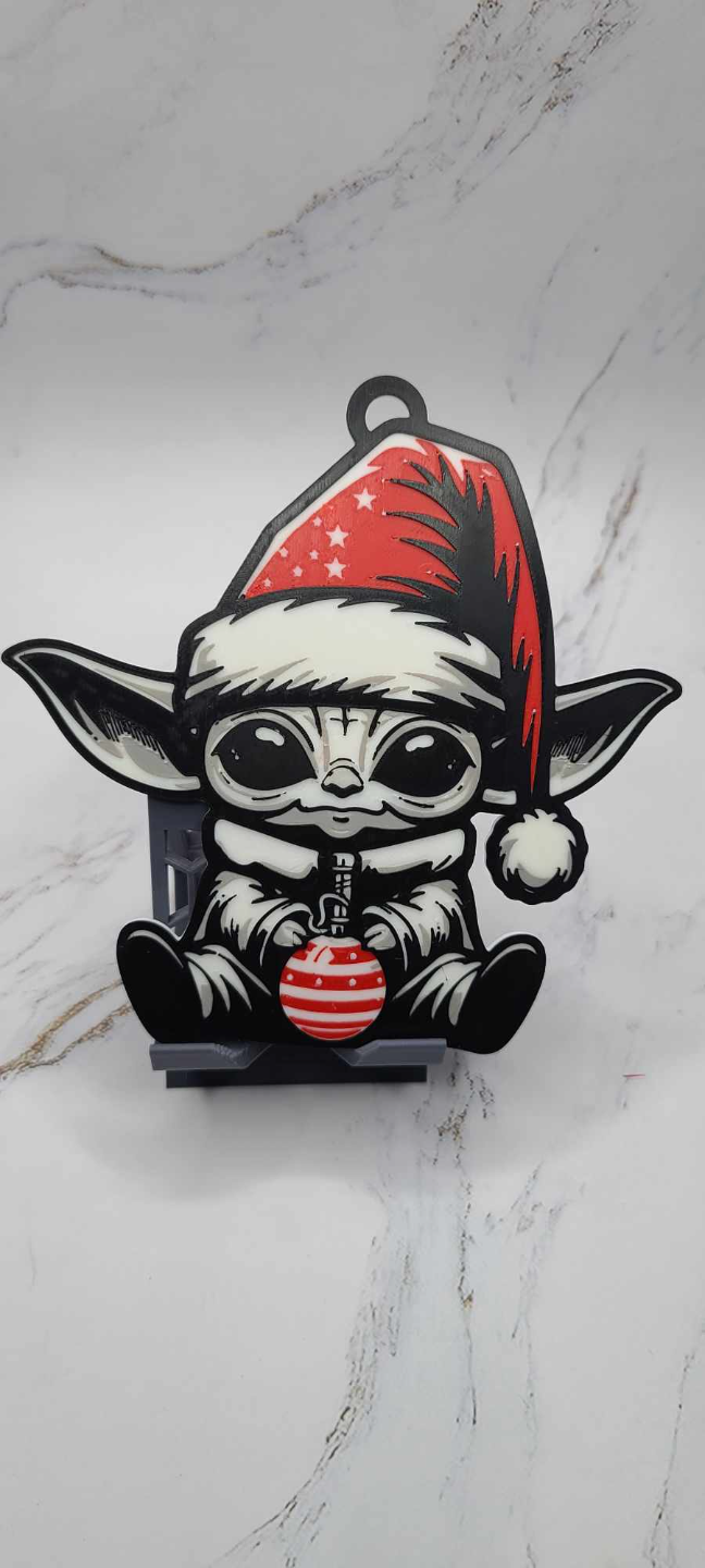 grogu's galactic christmas mischief star wars by zipzapprint art 2d grogu holiday noel ornament 3D print model - Mito3D