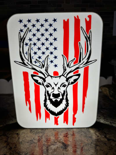 amerikanisch flagge hirsch licht box by msk designs kunst zeichen logos bock led logo usa jagd 3d print model - Mito3D