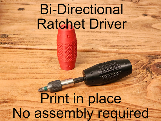 bi-directional ratchet driver - print in place by printsmith tools hand pip ratchetdriver screwdriver driverbit bit handle fidget fidgettoy toy tool mechanical mechanism fast lightweight clicky roller theprintsmith no assembly noassemblyrequired preassembled printinplace 3d print model - Mito3D