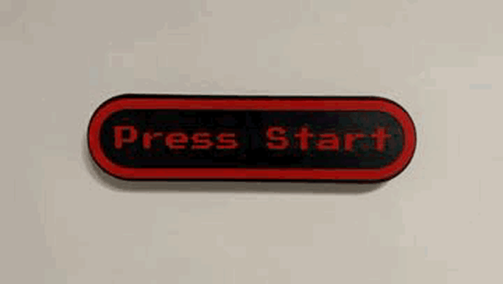press start real button by biondo art signs & logos arcade videogames sign maker super mario cabinet contest wall 3d holder bambu p1s carbon pla 3d print model - Mito3D