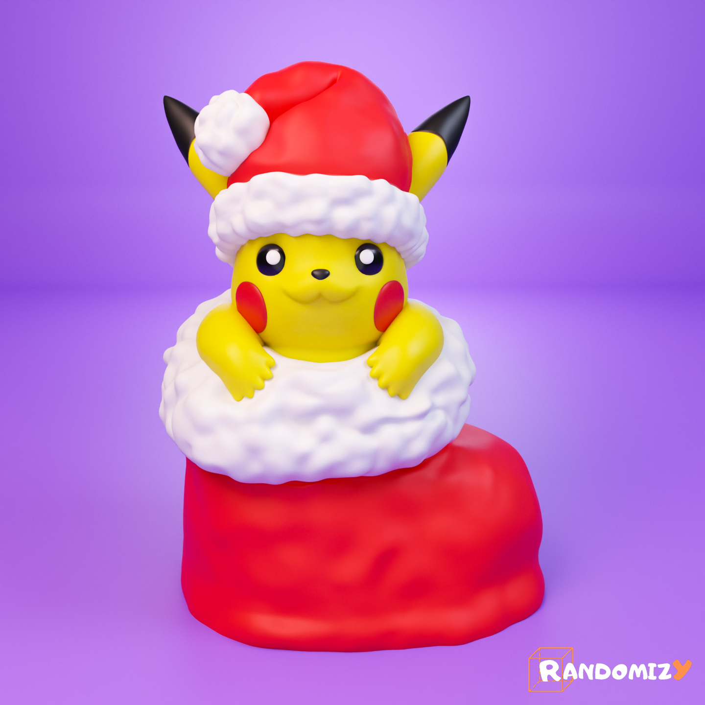 pikachu in natale calzino posa 1 normale fan art by randomizy giocattoli giochi personaggi animazione statua multicolore pokemon cartone animato supporto design arte carina figura cappello regalo anime inverno printinplace natale decorazioni natalizie arredamento decorazione 3D print model - Mito3D