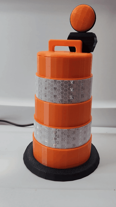 traffic barrel flashing led lighting by jamboodle art signs & logos construction orange lighted drum 3d print model - Mito3D