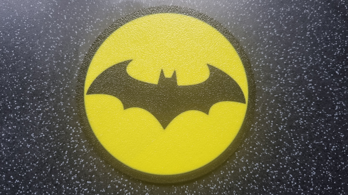 batman logo coaster by mrjay art signs & logos multicolor ams coasters superhero superheroes 3d print model - Mito3D