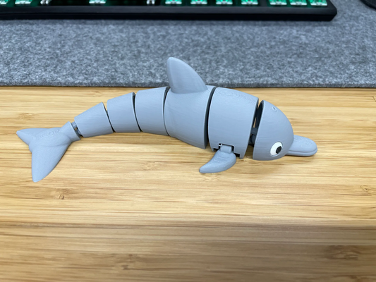 cute articulated dolphin ams remix remixed by maker1o1 toys & games characters animal printinplace print in place flexi flexible flexy water axolotl dog cat multicolor shark fish 3d print model - Mito3D