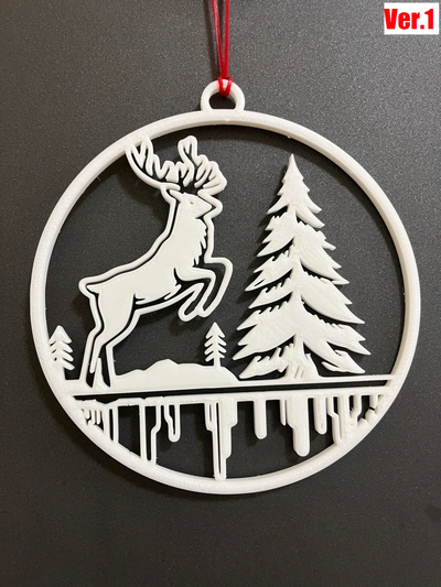 christmas reindeer ornament v2 by starsdf household decor tree 2023 2024 white 3d print model - Mito3D
