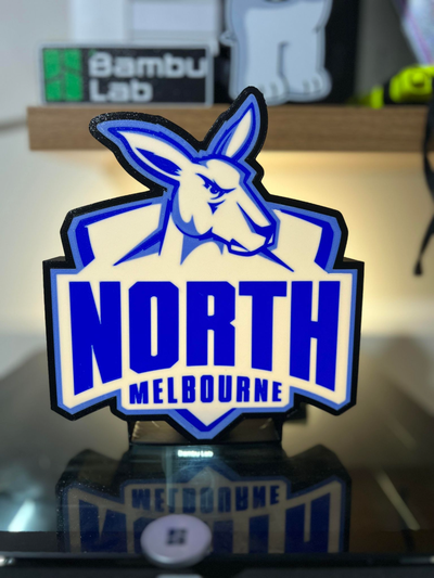 kuzeyinde melbourne futbol kulüp ilham led hafif kutu by glenngri sanat işaretler logolar afl kuzeymelbourne kanguru 3d print model - Mito3D