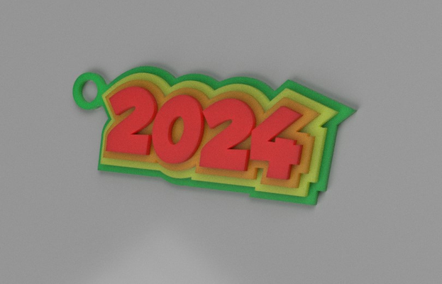 portachiavi 2024 by alexandre passione 3d stampante accessori chiave chaveiro anno newyear2024 3d print model - Mito3D
