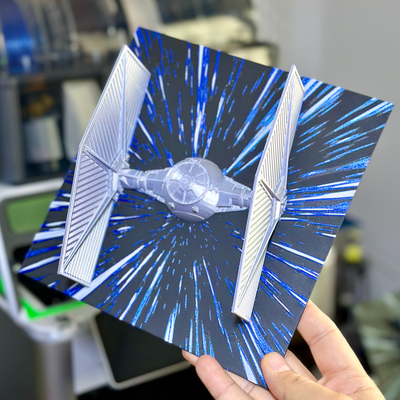 tie fighter in hyperspace by crazyfilament art models starwars star wars hue forge color ams mmu printinplace print place decor space movie 3d print model - Mito3D