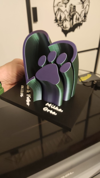 heart paw extrusion by michele mm3d household decor aniversary cane dog extruded ilovedog commemoration 3d print model - Mito3D