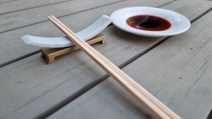 samurai chopstick holder remixed by bman642 household house models 3d print model - Mito3D