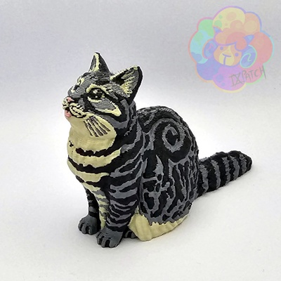 gato esculpir multicolorido pintura by xpatch arte esculturas multimaterial mmu animal zbrush escultura modelo modelagem malhado lembrança 3d print model - Mito3D