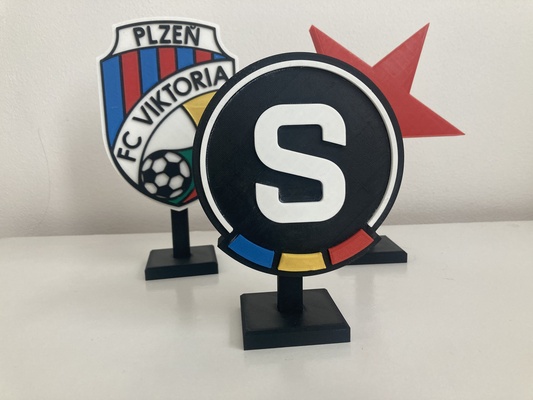 3d loga fotbalov ch klub s podstavcem by jakubhroch art signs & logos sparta 2d fotbal sks acs slavia plzen slovacko 3d print model - Mito3D