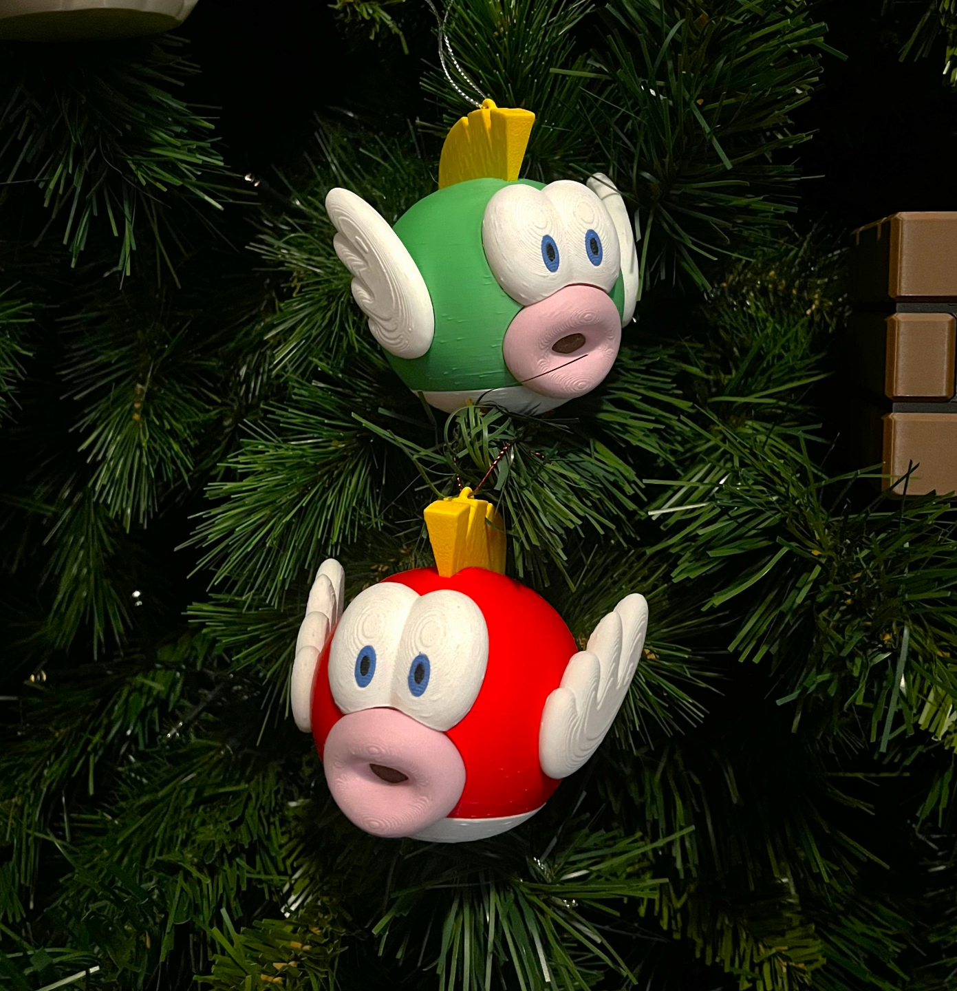 súper mario rojo verde pío navidad árbol decoración remezclado by am fabricante juguetes juegos caracteres super mario bros hermanos pez 3D print model - Mito3D