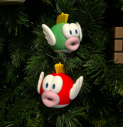 super mario red green cheep christmas tree decoration remixed by am maker toys & games characters supermario supermariobros bros fish christmastree 3d print model - Mito3D