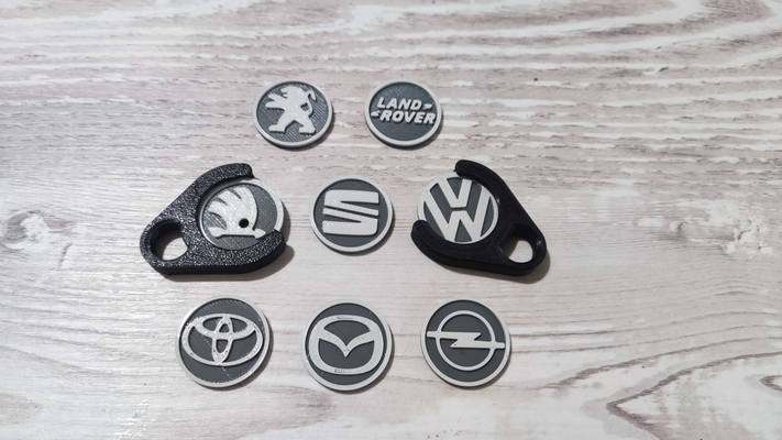 keychain 1 + coins car logos by adamko tools gadgets accessories skoda logo coin euro vw seat mazda keyring key accesories chain gift accessory case holder shopping cart keychai shoppingcart shoppin shoppingcartcoin shoppingcartkey 3d print model - Mito3D