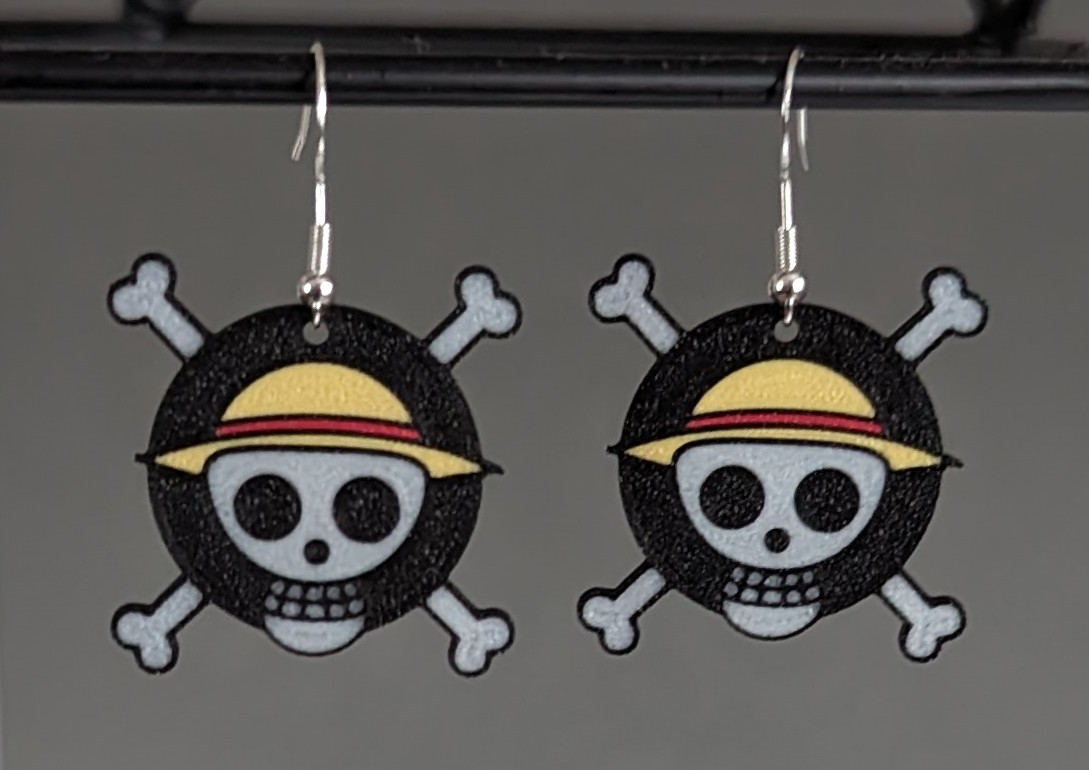 one piece straw hat pirates earrings by krazi201 fashion jewellery keychain 3D print model - Mito3D