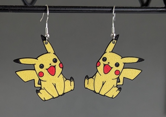 pokemon pikachu earrings by krazi201 fashion jewellery keychain 3d print model - Mito3D