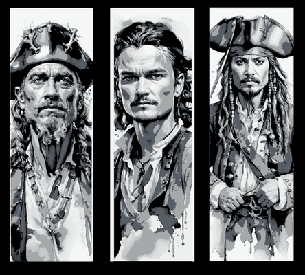 set of bookmarks - pirates caribbean sparrow turner barbossa portrait views by mclanesmemories art 2d jack hueforge mark marker bookmark 3d print model - Mito3D