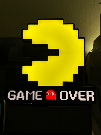 pacman - game sign by thonem21 art signs & logos light box pac man gameover 3d print model - Mito3D