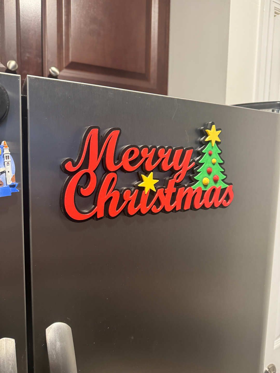 merry christmas sign ams magnets remixed by tauron art signs & logos refrigerator magnet 3D print model - Mito3D