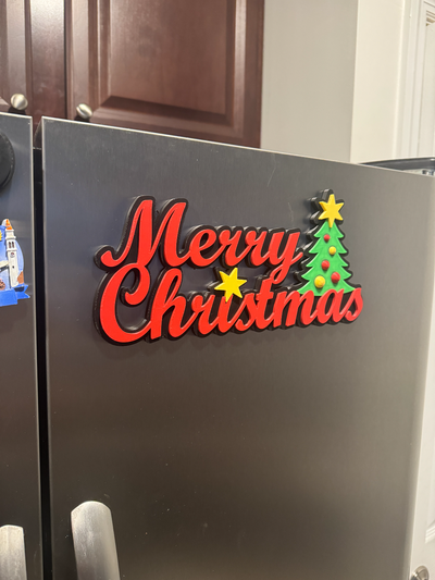 merry christmas sign ams magnets remixed by tauron art signs & logos refrigerator magnet 3d print model - Mito3D