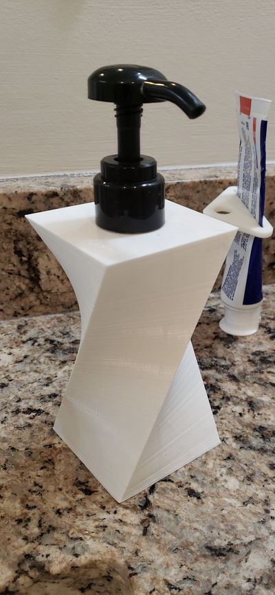 torcido sabonete distribuidor fio by tecnologia tartaruga criações casa modelos banheiro líquido saboneteira 3d print model - Mito3D